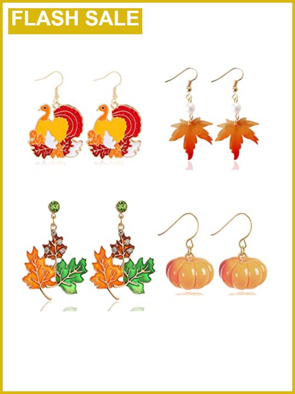 Fall Thanksgiving Dangle Earrings Set for Women Alloy French Wire